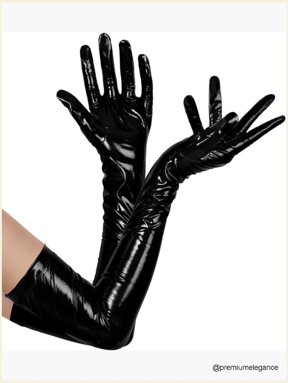 Long Patent Leather Gloves for Costume Photoshoot